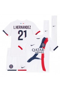 Paris Saint-Germain Lucas Hernandez #21 Babyklær Borte Fotballdrakt til barn 2024-25 Korte ermer (+ Korte bukser)